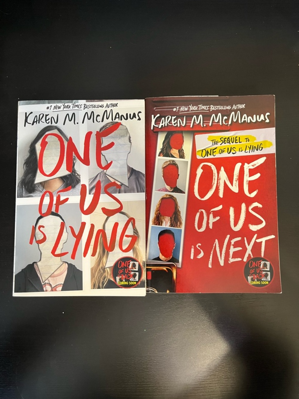 One Of Us Is Lying and One Of Us Is Next duology books by Karen M. McManus